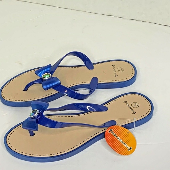 Sole Selection Womens Sz L 9 10 New Blue flip flop - Picture 2 of 7